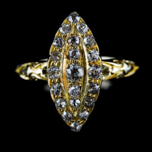 Antique Victorian 18ct Gold Navette Shaped Diamond Ring ring Antique Jewellery