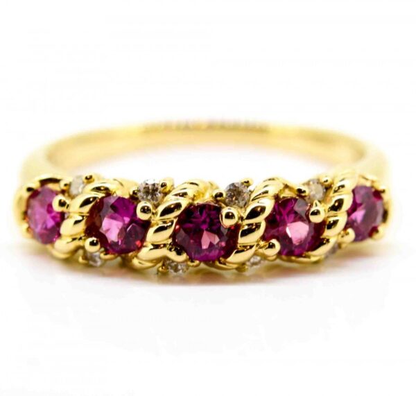 18ct Ruby and Diamond Ring,Ruby and Diamond Band,18ct Ruby and Diamond Half Hoop Ring - Image 2