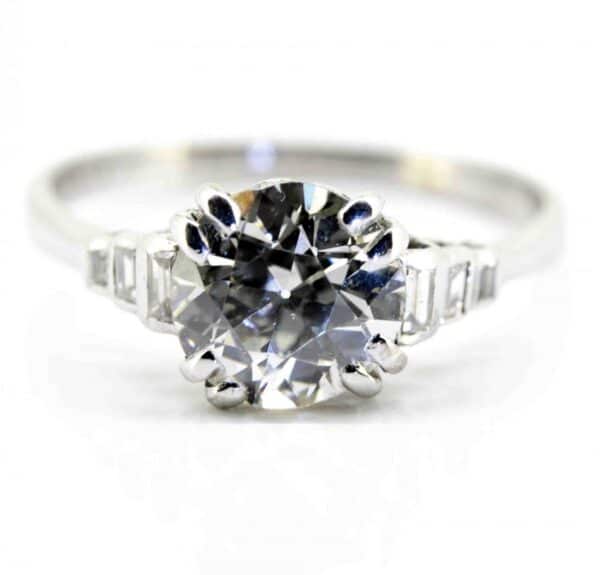 Art Deco Platinum & Diamond Ring|Platinum Diamond 5 Stone Art Deco Ring| Diamond Art Deco Platinum Ring - Image 2