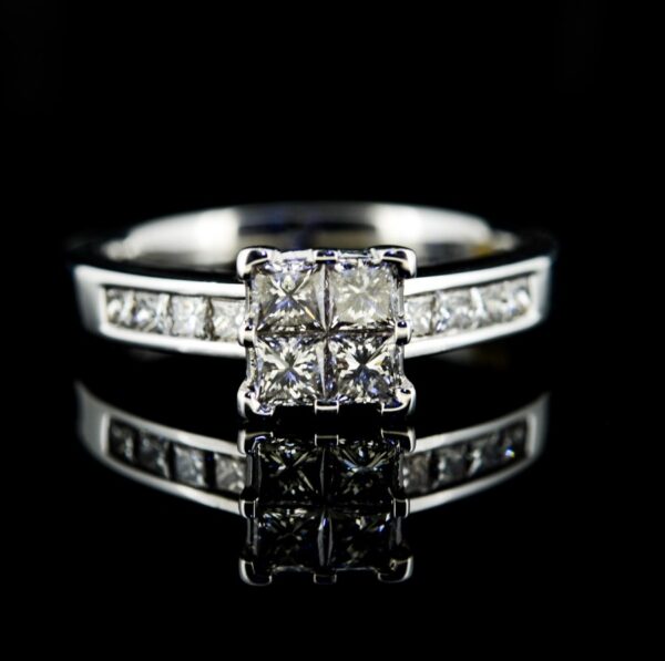18ct White gold Channel Set Princess Cut Diamond Ring| Princess Diamond Ring| Channel Set 18ct White Gold Diamond Ring