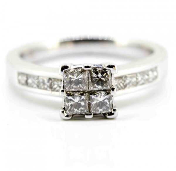 18ct White gold Channel Set Princess Cut Diamond Ring| Princess Diamond Ring| Channel Set 18ct White Gold Diamond Ring Diamond Antique Jewellery 4