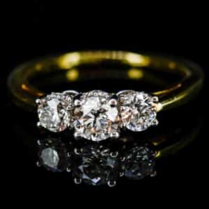 18ct Three Stone Diamond Ring ,18ct Trilogy Diamond Ring, 18ct Diamond 3 Stone Ring,18ct Fancy Trilogy Ring ring Antique Jewellery