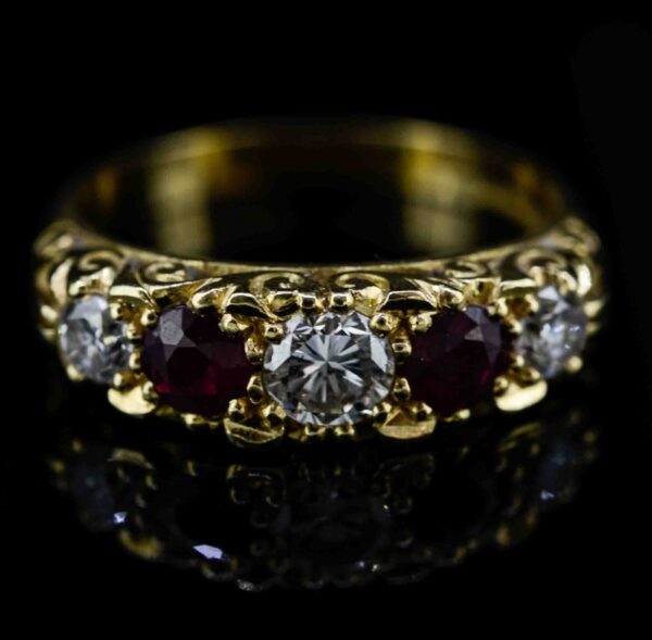 18ct Ruby & Diamond Carved Head Ring,Antique Style Ruby and Diamond Ring,Ruby and Diamond Antique Design Ring ring Antique Jewellery 3