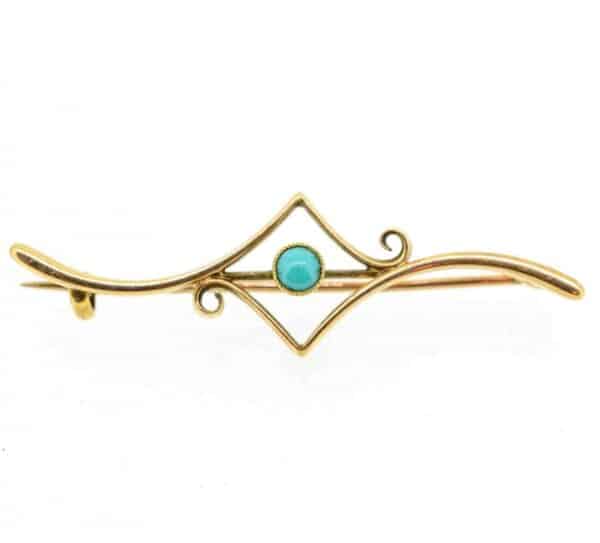 Antique 15ct Turqouise Bar Brooch,Edwardian Turquoise 15ct Bar Brooch,Turquoise Bar Brooch. Edwardian Miscellaneous 4