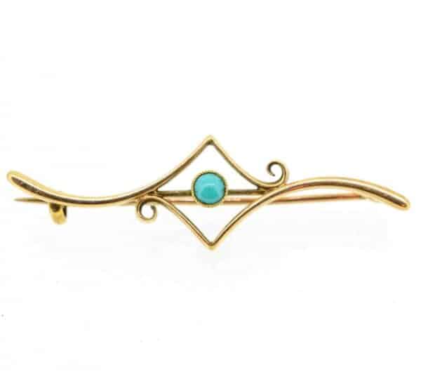 Antique 15ct Turqouise Bar Brooch,Edwardian Turquoise 15ct Bar Brooch,Turquoise Bar Brooch. - Image 2