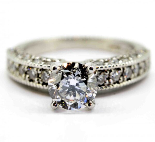 Fabulous Platinum & Certified Diamond Ring With Exquisite Pavee Detailing. - Image 2
