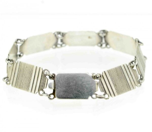 Silver Art Deco Panel Bracelet,Art Deco Silver Plaque Design Bracelet