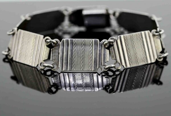 Silver Art Deco Panel Bracelet,Art Deco Silver Plaque Design Bracelet - Image 2