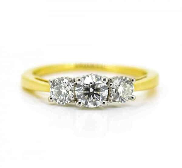18ct Three Stone Diamond Ring ,18ct Trilogy Diamond Ring, 18ct Diamond 3 Stone Ring,18ct Fancy Trilogy Ring ring Antique Jewellery 4