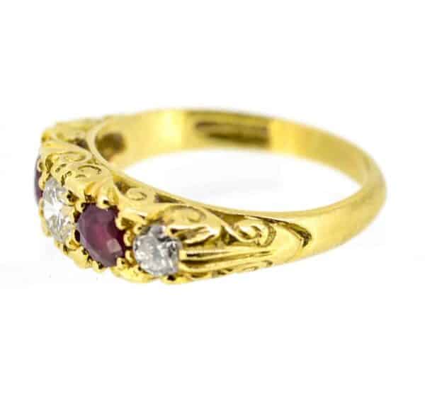 18ct Ruby & Diamond Carved Head Ring,Antique Style Ruby and Diamond Ring,Ruby and Diamond Antique Design Ring - Image 3