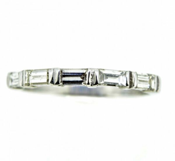18ct White Gold Vintage Diamond Half Eternity Ring,Five Stone Baguette Diamond Set Eternity Ring,Baguette Diamond Half Eternity Ring - Image 2