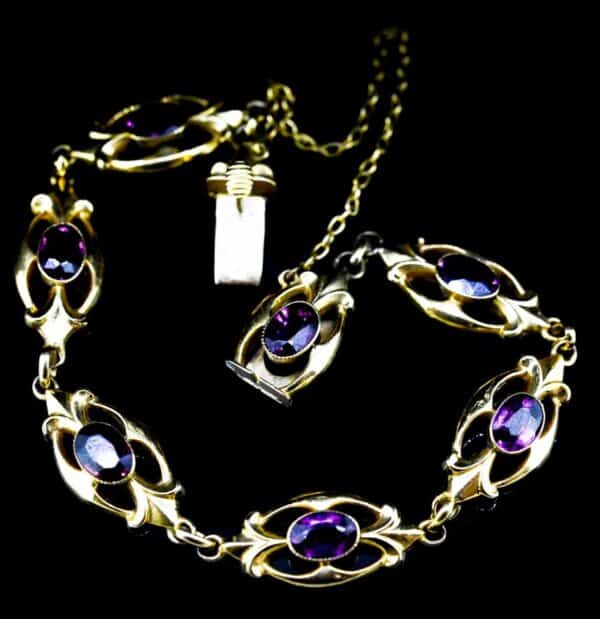 Antique 9ct Almandine Garnet Bracelet,Edwardian Almandine Garnet 9ct Gold Bracelet