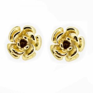 Vintage 9ct Flower Head Earrings,Yellow Gold Flower Stud Earrings,9ct Flower Stud Earrings earrings Antique Earrings