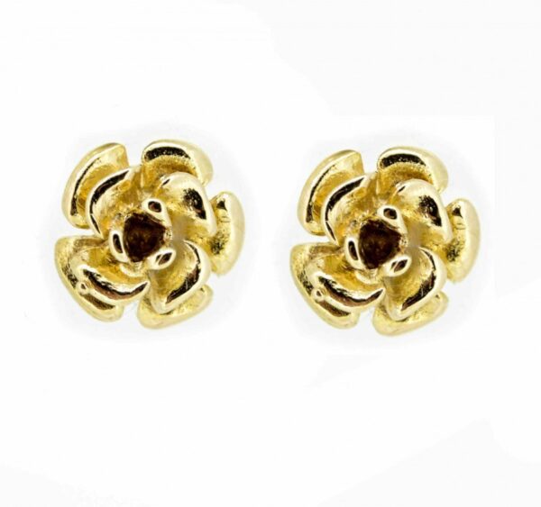 Vintage 9ct Flower Head Earrings,Yellow Gold Flower Stud Earrings,9ct Flower Stud Earrings