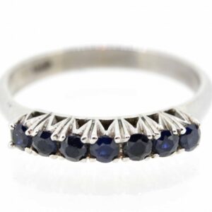 18ct Sapphire Seven Stone Ring,18ct White Gold Sapphire Set Seven Stone Ring,18t White Gold Seven Stone Sapphire Ring ring Antique Jewellery