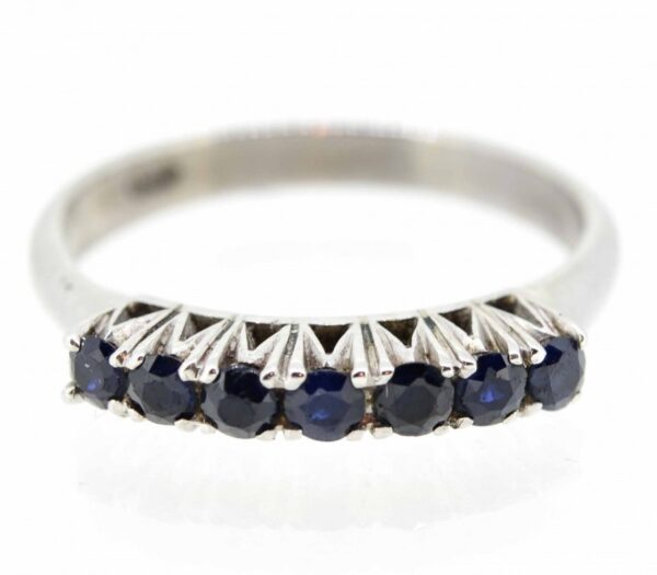 18ct Sapphire Seven Stone Ring,18ct White Gold Sapphire Set Seven Stone Ring,18t White Gold Seven Stone Sapphire Ring ring Antique Jewellery 3