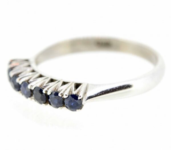 18ct Sapphire Seven Stone Ring,18ct White Gold Sapphire Set Seven Stone Ring,18t White Gold Seven Stone Sapphire Ring - Image 2