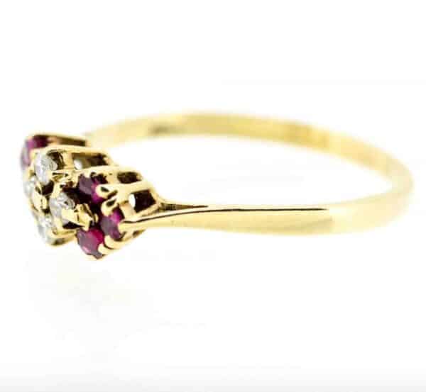 9ct Ruby and Diamond Ten Stone Dress Ring,Ruby and Diamond Dress Ring,Fancy Ruby and Diamond Ten Stone Ring - Image 3