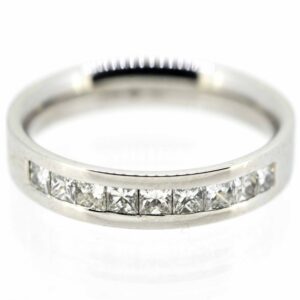 Platinum Princess Cut Diamond Half Eternity Ring|Plat Half ET with Princess Diamonds| Platinum Princess Cut Diamond Eternity Band ring Antique Jewellery