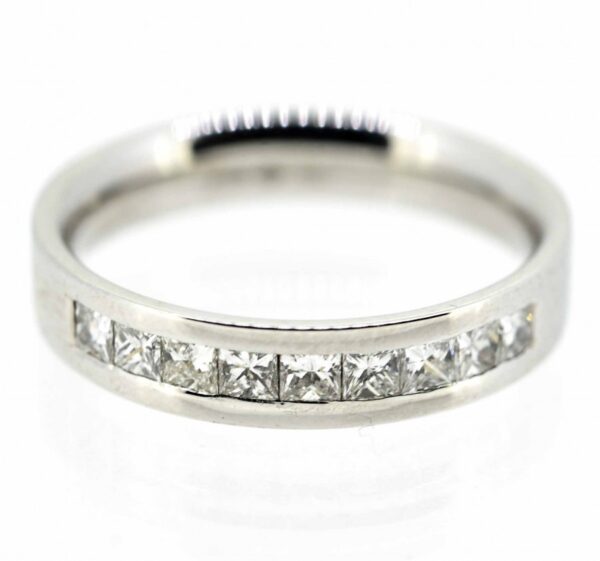 Platinum Princess Cut Diamond Half Eternity Ring|Plat Half ET with Princess Diamonds| Platinum Princess Cut Diamond Eternity Band ring Antique Jewellery 3