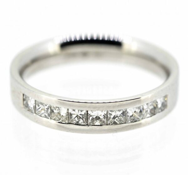 Platinum Princess Cut Diamond Half Eternity Ring|Plat Half ET with Princess Diamonds| Platinum Princess Cut Diamond Eternity Band