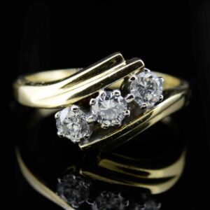 Trilogy Diamond Engagement Ring,Diamond Crossover Ring,Three Stone Diamond Engagement Ring ring Antique Jewellery