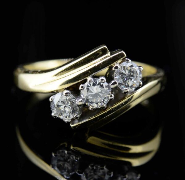 Trilogy Diamond Engagement Ring,Diamond Crossover Ring,Three Stone Diamond Engagement Ring ring Antique Jewellery 3