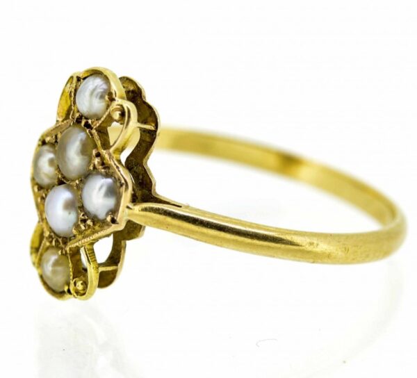 18ct Antique Natural Pearl Ring,6 Pearl Natural Pearl Antique Ring,Antique Pearl Ring - Image 3