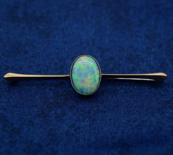 Antique Opal Brooch,Edwardian Opal Bar Brooch,Oval Opal Bar Brooch
