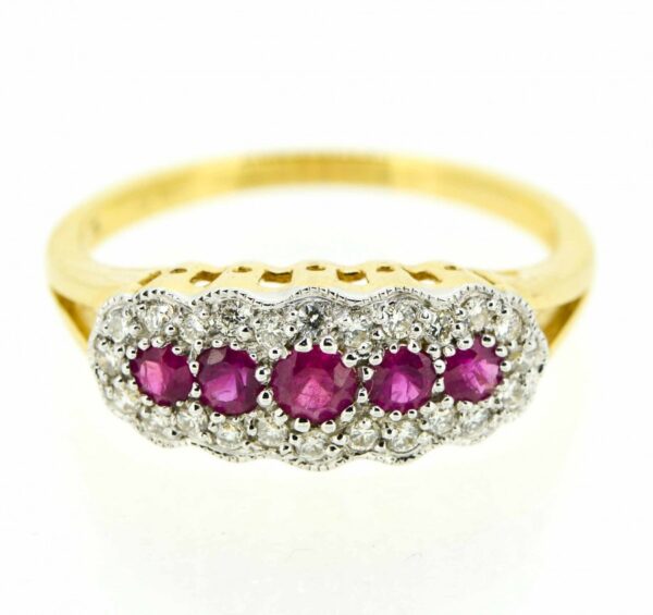 18ct Edwardian Style Ruby And Diamond Ring| Ruby And Diamond Fancy Cluster Ring| 18ct Ruby And Diamond Engagement Ring Antique Antique Jewellery 3