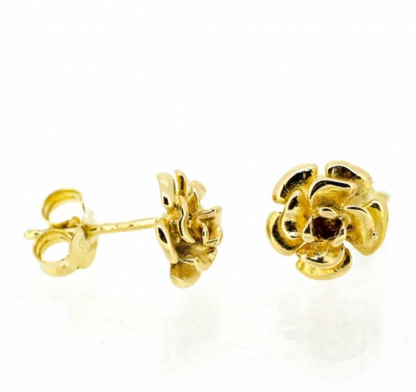 Vintage 9ct Flower Head Earrings,Yellow Gold Flower Stud Earrings,9ct Flower Stud Earrings - Image 2