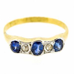 18ct Antique Sapphire And Diamond Five Stone Ring| Antique Sapphire And Diamond 18ct 5 Stone Ring|Sapphire And Diamond Antique Ring ring Antique Jewellery