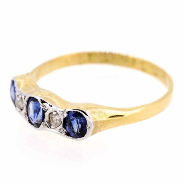 18ct Antique Sapphire And Diamond Five Stone Ring| Antique Sapphire And Diamond 18ct 5 Stone Ring|Sapphire And Diamond Antique Ring ring Antique Jewellery 4