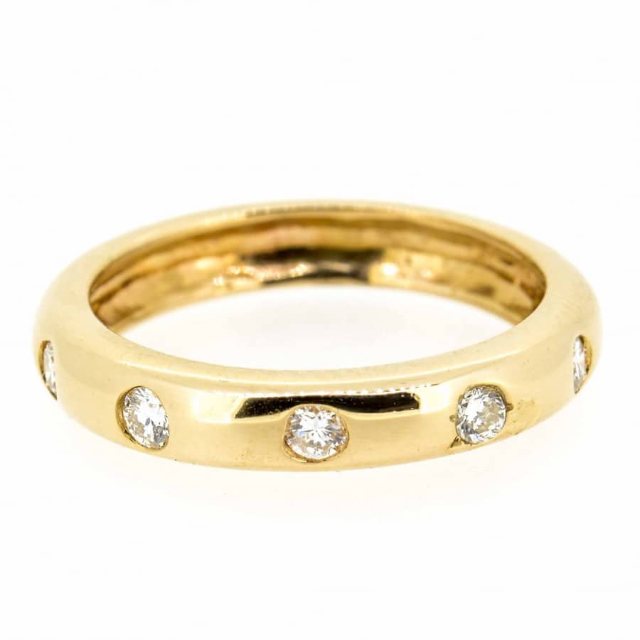 18ct Rose Gold Diamond Set Band Ring| Stacking Diamond Band Ring|Plain ...