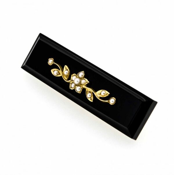 9ct Victorian Black Onyx And Pearl Brooch| Antique 9ct Black Onyx And Pearl Brooch| Black Onyx And Pearl Victorian 9ct Brooch - Image 2