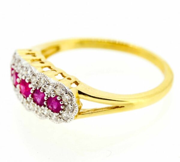 18ct Edwardian Style Ruby And Diamond Ring| Ruby And Diamond Fancy Cluster Ring| 18ct Ruby And Diamond Engagement Ring - Image 2