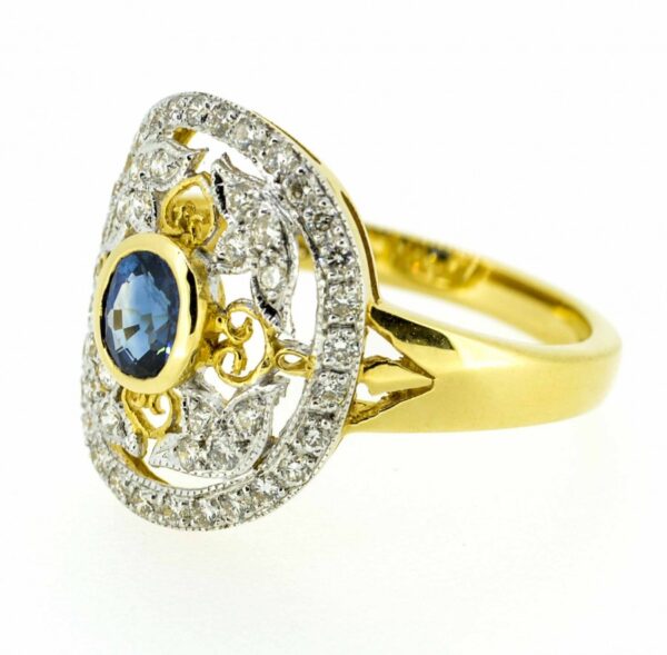 18ct Sapphire And Diamond Antique Style Ring|18ct Sapphire And Diamond Vintage Style Ring| 18ct Sapphire And Diamond Engagement Ring. ring Antique Jewellery 4
