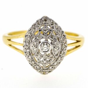 18ct Marquise Shape Diamond Cluster Ring|18ct Diamond Cluster Ring| Antique Style 18ct Diamond Cluster Ring Diamond Antique Jewellery
