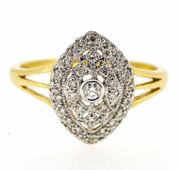 18ct Marquise Shape Diamond Cluster Ring|18ct Diamond Cluster Ring| Antique Style 18ct Diamond Cluster Ring