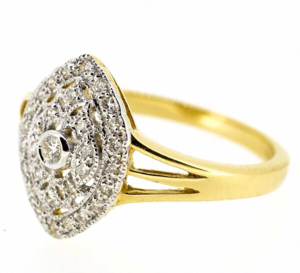 18ct Marquise Shape Diamond Cluster Ring|18ct Diamond Cluster Ring| Antique Style 18ct Diamond Cluster Ring - Image 2