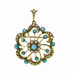 Victorian Turquoise and Pearl Brooch Pendant |9ct Victorian Turquoise and Pearl Brooch Pendant| Pearl And Turquoise 9ct Victorian Pendant Miscellaneous
