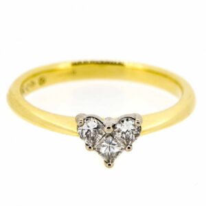 18ct Three Stone Diamond Heart Shape Engagement Ring| 18ct Diamond Engagement Ring| Fancy Heart Shape 18ct Diamond Ring ring Antique Jewellery