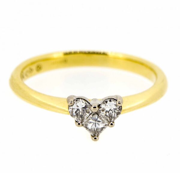 18ct Three Stone Diamond Heart Shape Engagement Ring| 18ct Diamond Engagement Ring| Fancy Heart Shape 18ct Diamond Ring ring Antique Jewellery 3