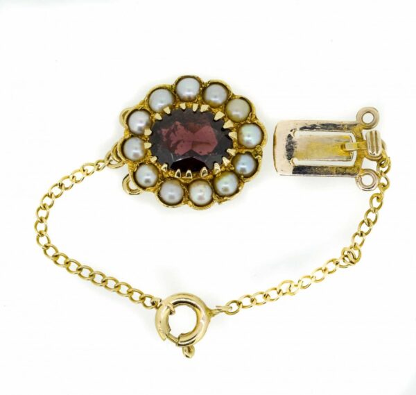 Pearl And Garnet Three Row Clasp |9ct Gold Garnet And Pearl Clasp| Three Row Pearl Clasp Garnet And Pearl Set