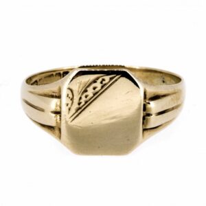 Gent’s 9ct Vintage Signet Ring|Octagonal Head 9ct Gents Signet Ring|Vintage 9ct Gents Signet Ring ring Antique Jewellery