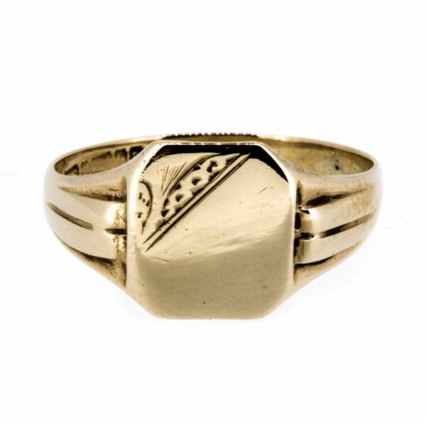 Gent's 9ct Vintage Signet Ring|Octagonal Head 9ct Gents Signet Ring|Vintage 9ct Gents Signet Ring