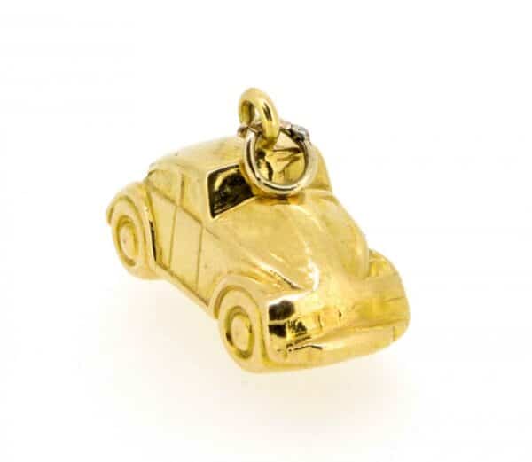 Gold Beetle car charm, Yellow gold Beetle pendant,Fun gold charm charms Antique Jewellery 4