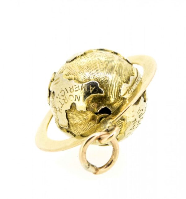14k Globe Novelty Charm,14ct Globe Charm - Image 3