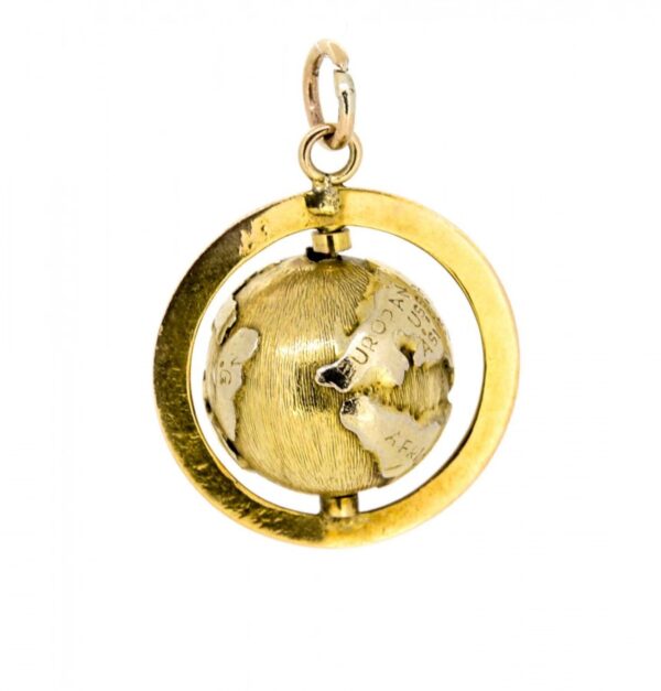 14k Globe Novelty Charm,14ct Globe Charm charms Antique Jewellery 3