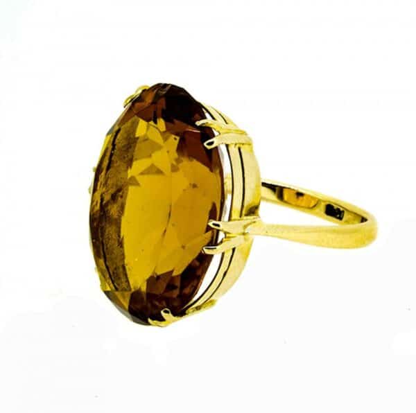 9ct Topaz Colour Paste Dress Ring,Vintage Dress Ring,Citrine Colour Paste Dress Ring - Image 2
